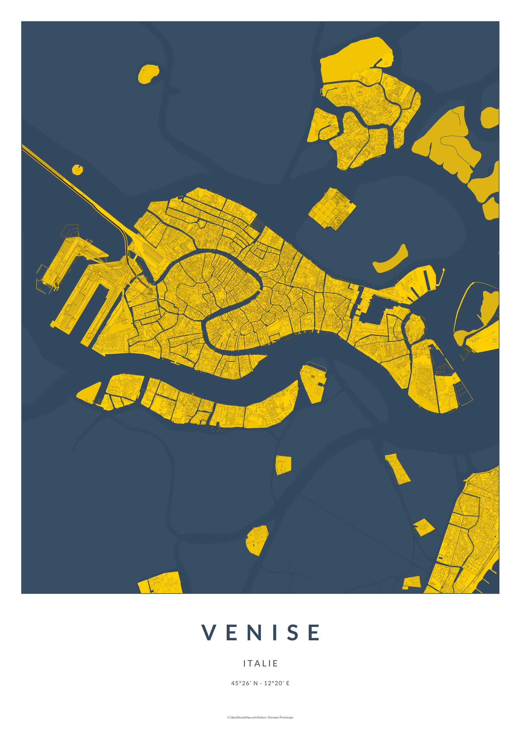 Carte de Venise dans le style Moutarde