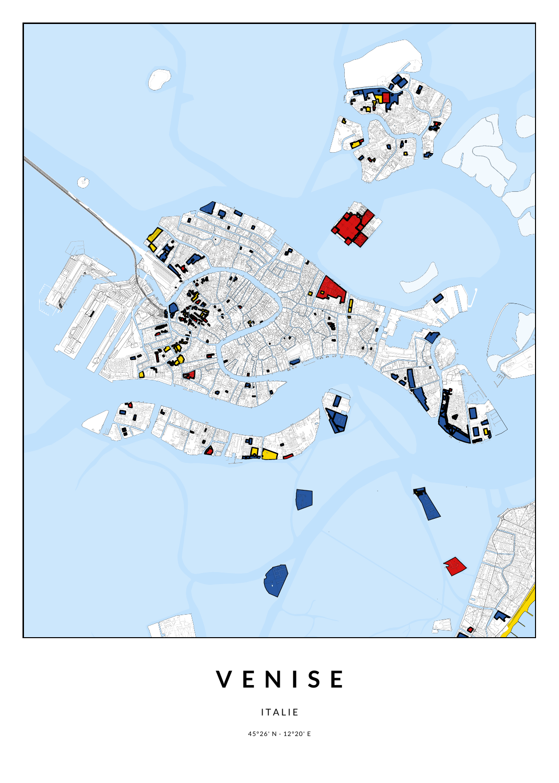 Carte de Venise dans le style Mondrian